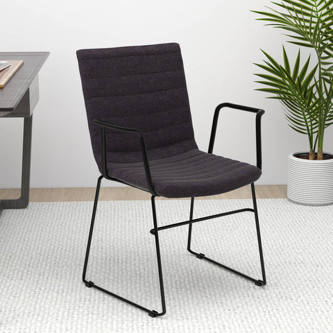 Zylar Leather/Polyester Guest Arm Chair with Powder-Coated Stainless Steel Base