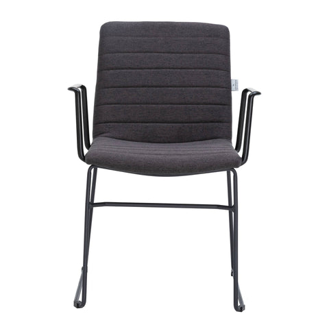 Zylar Leather/Polyester Guest Arm Chair with Powder-Coated Stainless Steel Base