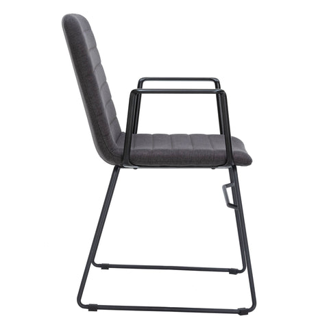 Zylar Leather/Polyester Guest Arm Chair with Powder-Coated Stainless Steel Base