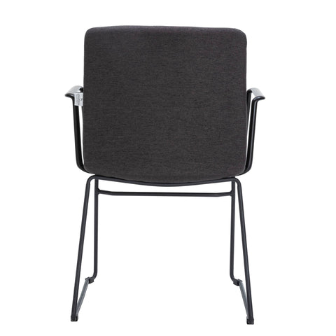 Zylar Leather/Polyester Guest Arm Chair with Powder-Coated Stainless Steel Base