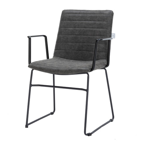 Zylar Leather/Polyester Guest Arm Chair with Powder-Coated Stainless Steel Base