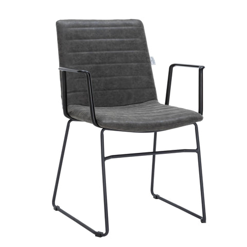 Zylar Leather/Polyester Guest Arm Chair with Powder-Coated Stainless Steel Base