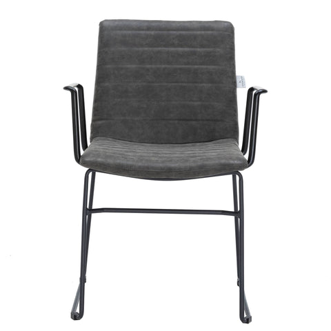 Zylar Leather/Polyester Guest Arm Chair with Powder-Coated Stainless Steel Base