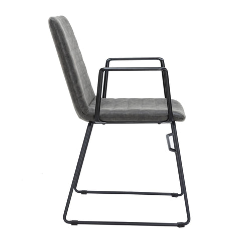 Zylar Leather/Polyester Guest Arm Chair with Powder-Coated Stainless Steel Base