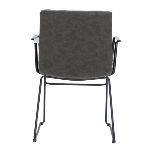 Zylar Leather/Polyester Guest Arm Chair with Powder-Coated Stainless Steel Base