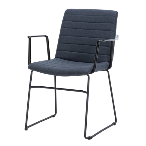 Zylar Leather/Polyester Guest Arm Chair with Powder-Coated Stainless Steel Base