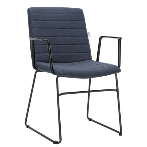 Zylar Leather/Polyester Guest Arm Chair with Powder-Coated Stainless Steel Base