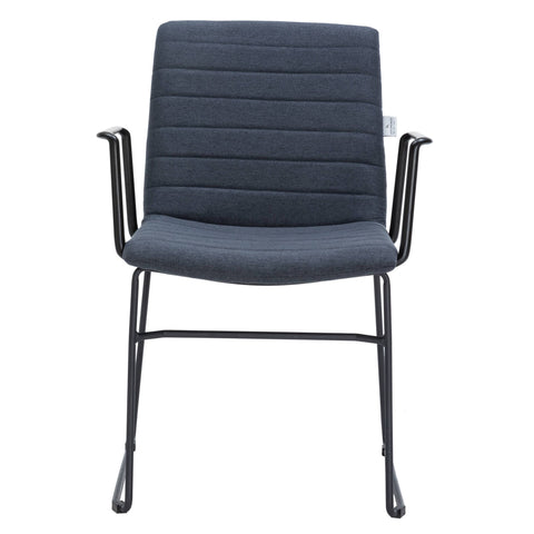 Zylar Leather/Polyester Guest Arm Chair with Powder-Coated Stainless Steel Base