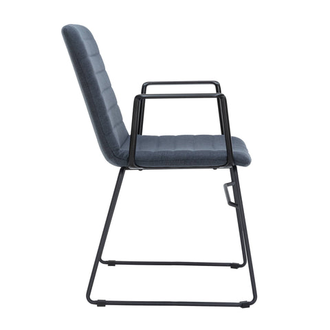 Zylar Leather/Polyester Guest Arm Chair with Powder-Coated Stainless Steel Base