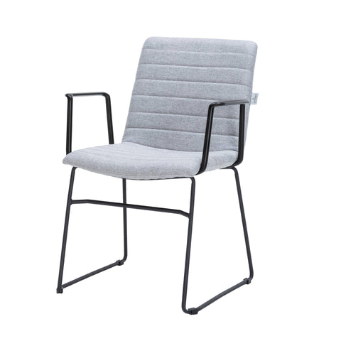 Zylar Leather/Polyester Guest Arm Chair with Powder-Coated Stainless Steel Base