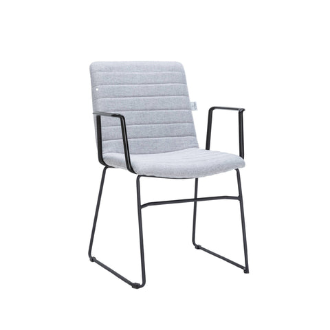 Zylar Leather/Polyester Guest Arm Chair with Powder-Coated Stainless Steel Base