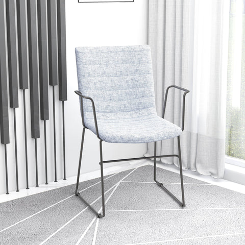 Zylar Leather/Polyester Guest Arm Chair with Powder-Coated Stainless Steel Base