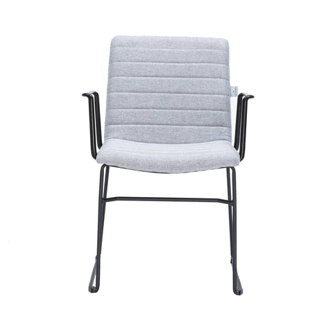 Zylar Leather/Polyester Guest Arm Chair with Powder-Coated Stainless Steel Base