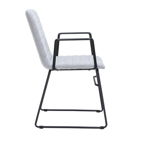 Zylar Leather/Polyester Guest Arm Chair with Powder-Coated Stainless Steel Base