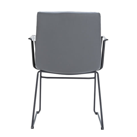 Zylar Leather/Polyester Guest Arm Chair with Powder-Coated Stainless Steel Base