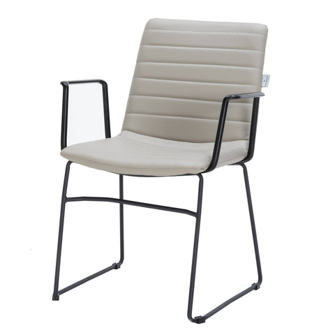 Zylar Leather/Polyester Guest Arm Chair with Powder-Coated Stainless Steel Base