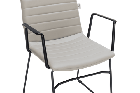 Zylar Leather/Polyester Guest Arm Chair with Powder-Coated Stainless Steel Base