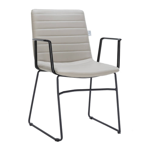 Zylar Leather/Polyester Guest Arm Chair with Powder-Coated Stainless Steel Base