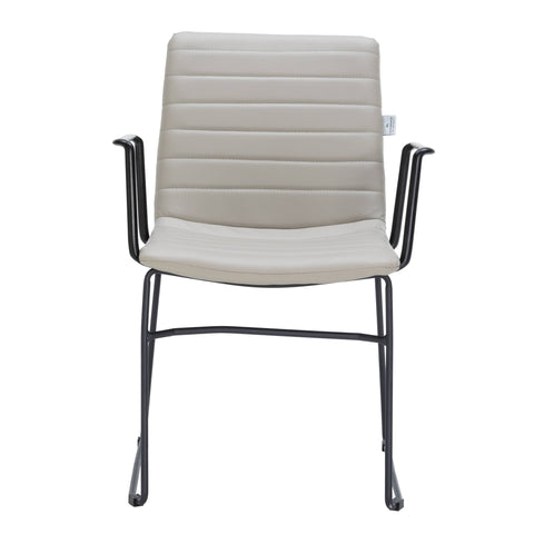 Zylar Leather/Polyester Guest Arm Chair with Powder-Coated Stainless Steel Base