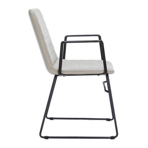 Zylar Leather/Polyester Guest Arm Chair with Powder-Coated Stainless Steel Base