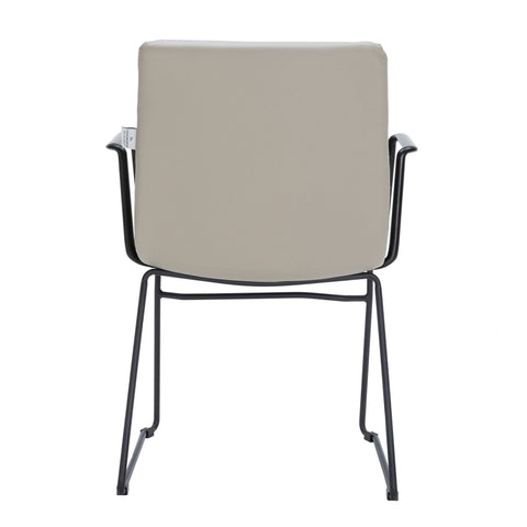 Zylar Leather/Polyester Guest Arm Chair with Powder-Coated Stainless Steel Base