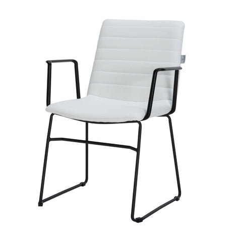 Zylar Leather/Polyester Guest Arm Chair with Powder-Coated Stainless Steel Base