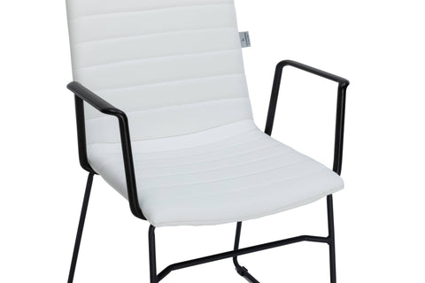 Zylar Leather/Polyester Guest Arm Chair with Powder-Coated Stainless Steel Base