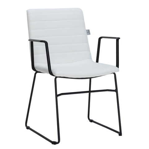 Zylar Leather/Polyester Guest Arm Chair with Powder-Coated Stainless Steel Base