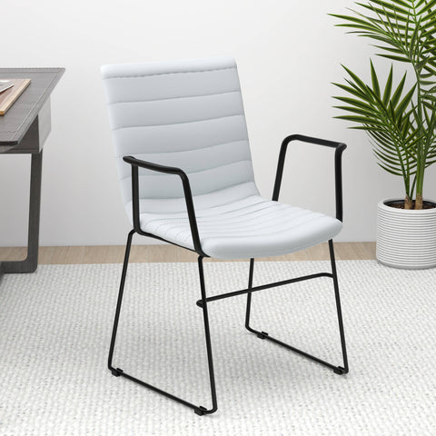 Zylar Leather/Polyester Guest Arm Chair with Powder-Coated Stainless Steel Base