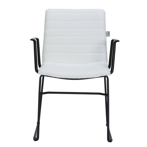 Zylar Leather/Polyester Guest Arm Chair with Powder-Coated Stainless Steel Base