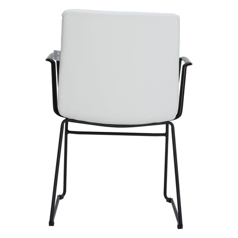 Zylar Leather/Polyester Guest Arm Chair with Powder-Coated Stainless Steel Base