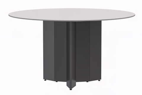 Zevro Round Dining Table with Sintered Stone/Glass Tabletop in Black Stainless Steel