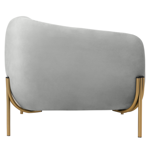 Zuno Upholstered Single Seater Sofa in Velvet with Gold Iron Legs