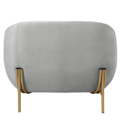 Zuno Upholstered Single Seater Sofa in Velvet with Gold Iron Legs