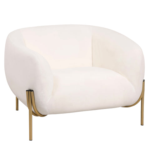 Zuno Upholstered Single Seater Sofa in Velvet with Gold Iron Legs