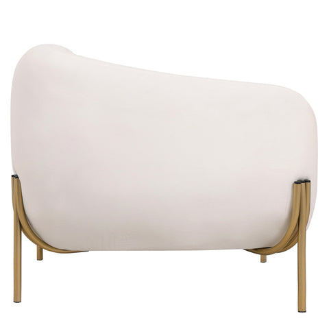 Zuno Upholstered Single Seater Sofa in Velvet with Gold Iron Legs