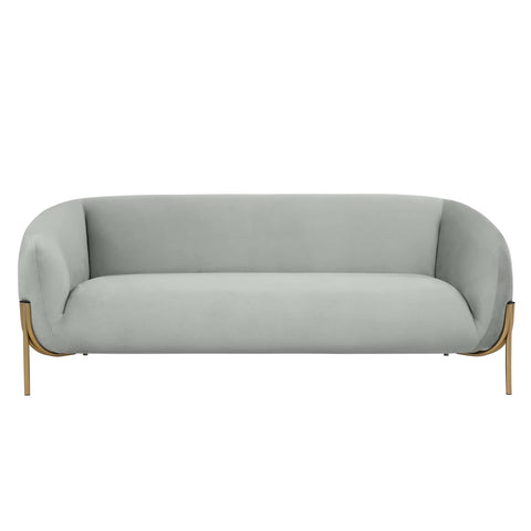 Zuno Modern Three-Seater Velvet Sofa with Gold Iron Legs