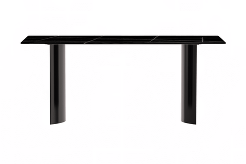 Zara Mid-Century Modern Rectangular Dining Table with Glass/Sintered Stone Top and Stainless Steel Base