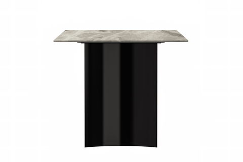 Zara Mid-Century Modern Rectangular Dining Table with Glass/Sintered Stone Top and Stainless Steel Base