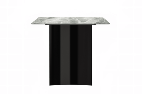 Zara Mid-Century Modern Rectangular Dining Table with Glass/Sintered Stone Top and Stainless Steel Base