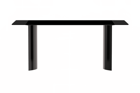 Zara Mid-Century Modern Rectangular Dining Table with Glass/Sintered Stone Top and Stainless Steel Base