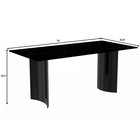 Zara Mid-Century Modern Rectangular Dining Table with Glass/Sintered Stone Top and Stainless Steel Base