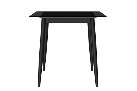 Zayle Modern Rectangular Dining Table with Glass/Stone Tabletop and Black Steel Base