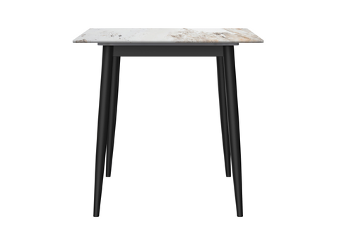 Zayle Modern Dining Table with a Rectangular Glass/Stone Tabletop in Steel