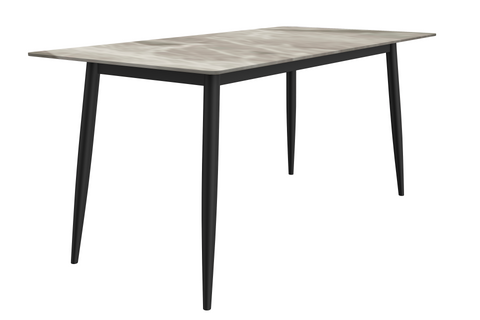 Zayle Modern Dining Table with a Rectangular Glass/Stone Tabletop in Steel