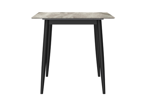 Zayle Modern Dining Table with a Rectangular Glass/Stone Tabletop in Steel