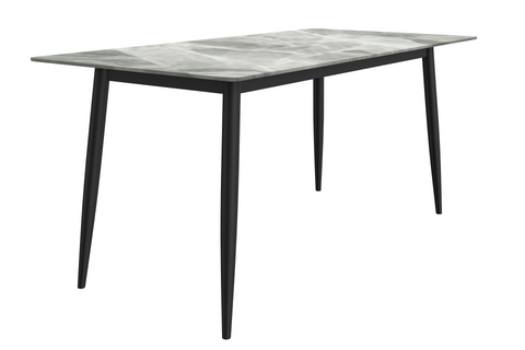 Zayle Modern Dining Table with a Rectangular Glass/Stone Tabletop in Steel