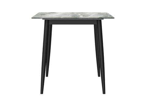 Zayle Modern Dining Table with a Rectangular Glass/Stone Tabletop in Steel