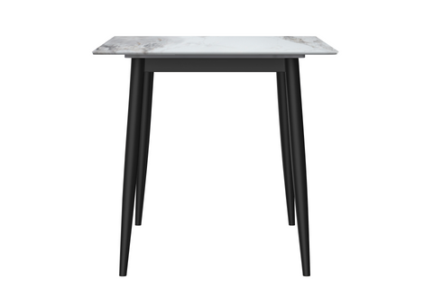 Zayle Modern Dining Table with a Rectangular Glass/Stone Tabletop in Steel