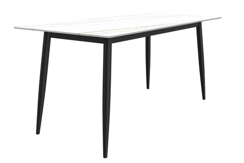 Zayle Modern Dining Table with a Rectangular Glass/Stone Tabletop in Steel